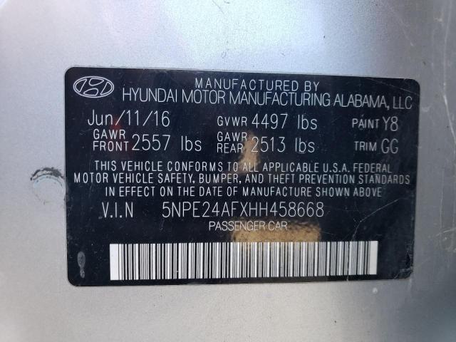 5NPE24AFXHH458668 | 2017 HYUNDAI SONATA SE