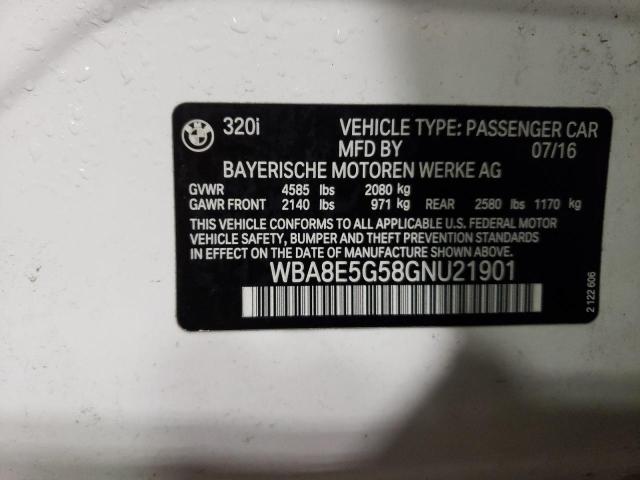 WBA8E5G58GNU21901 | 2016 BMW 320 XI