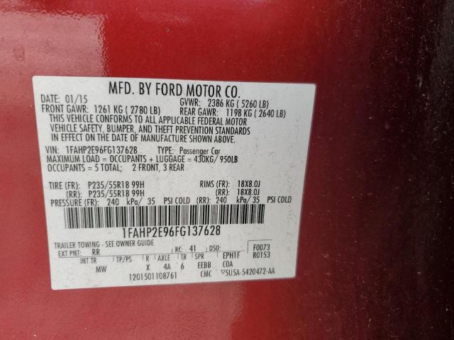 1FAHP2E96FG137628 | 2015 FORD TAURUS SEL