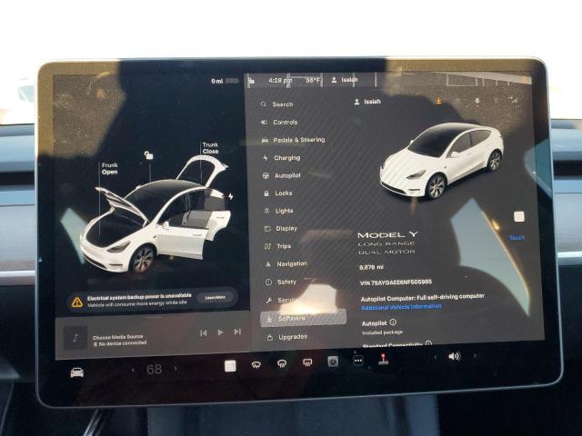 7SAYGAEE6NF505965 | 2022 TESLA MODEL Y