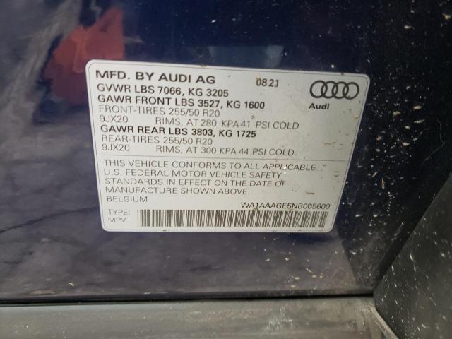 WA1AAAGE5NB005600 | 2022 AUDI E-TRON PRE