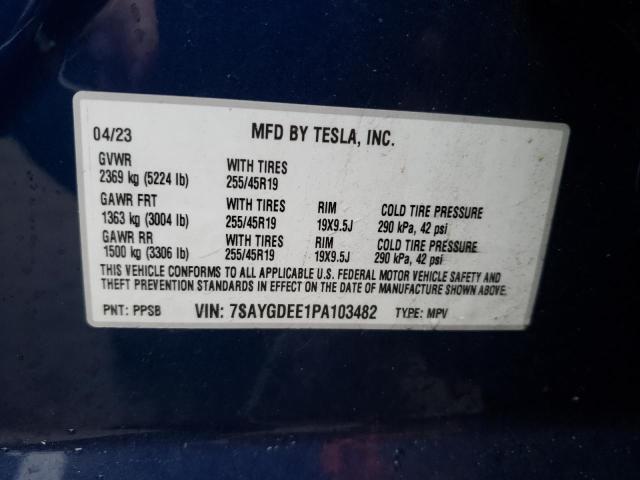 7SAYGDEE1PA103482 | 2023 TESLA MODEL Y