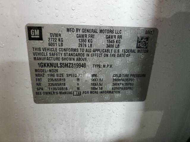 2017 GMC ACADIA SLT 1GKKNULS5HZ319940