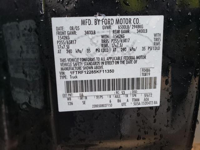 2005 Ford F150 VIN: 1FTRF12285KF11350 Lot: 80175873