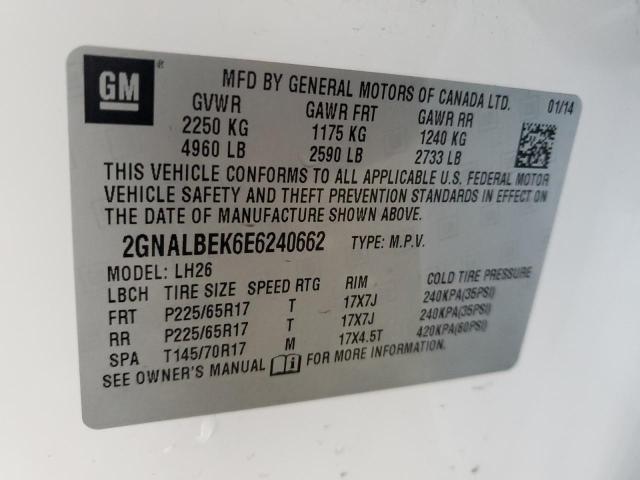 2GNALBEK6E6240662 | 2014 CHEVROLET EQUINOX LT