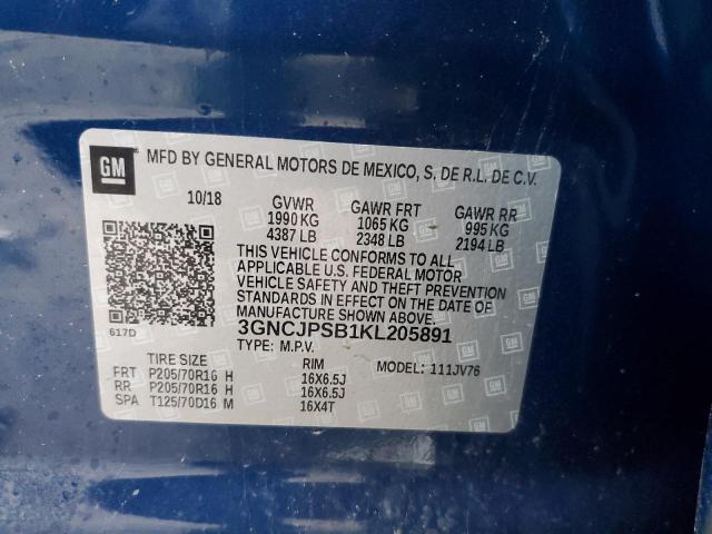 2019 CHEVROLET TRAX 1LT - 3GNCJPSB1KL205891