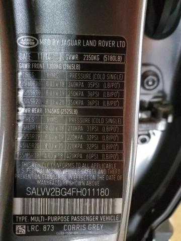 SALVV2BG4FH011180 | 2015 LAND ROVER RANGE ROVE