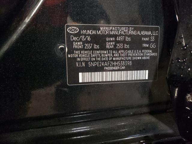 5NPE24AF2HH538398 | 2017 HYUNDAI SONATA SE