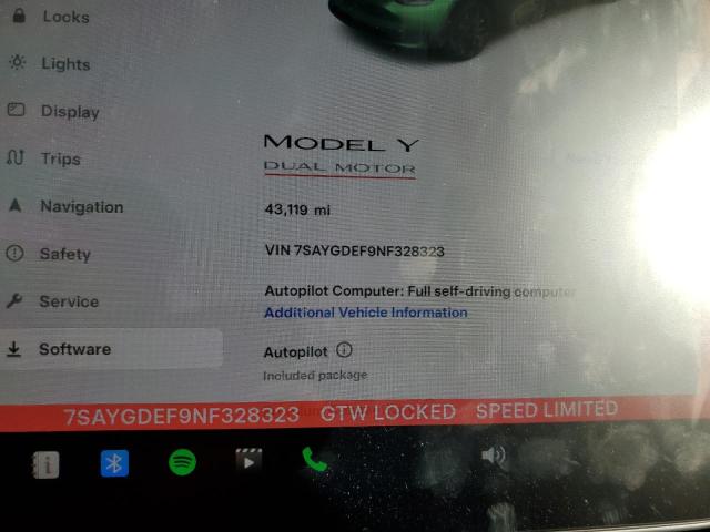 7SAYGDEF9NF328323 | 2022 TESLA MODEL Y