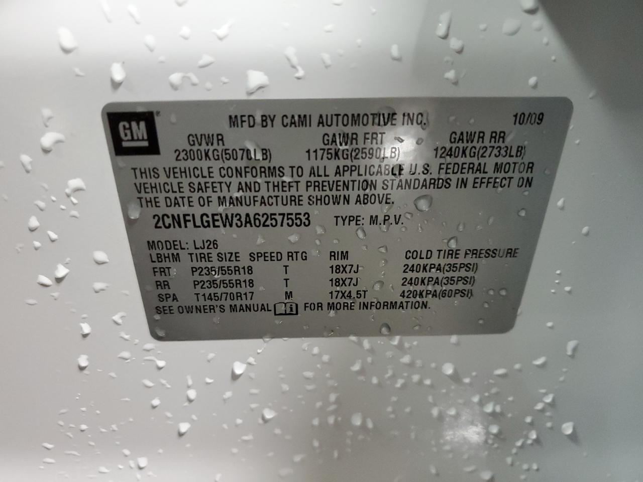 2CNFLGEW3A6257553 2010 Chevrolet Equinox Ltz