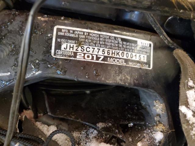 2017 HONDA CBR1000 RA - JH2SC7756HK000151
