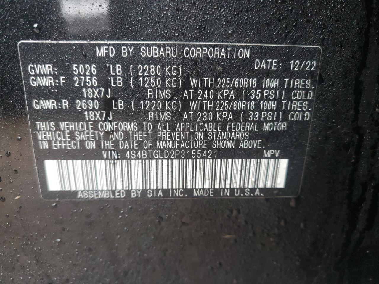 4S4BTGLD2P3155421 2023 Subaru Outback Onyx Edition Xt