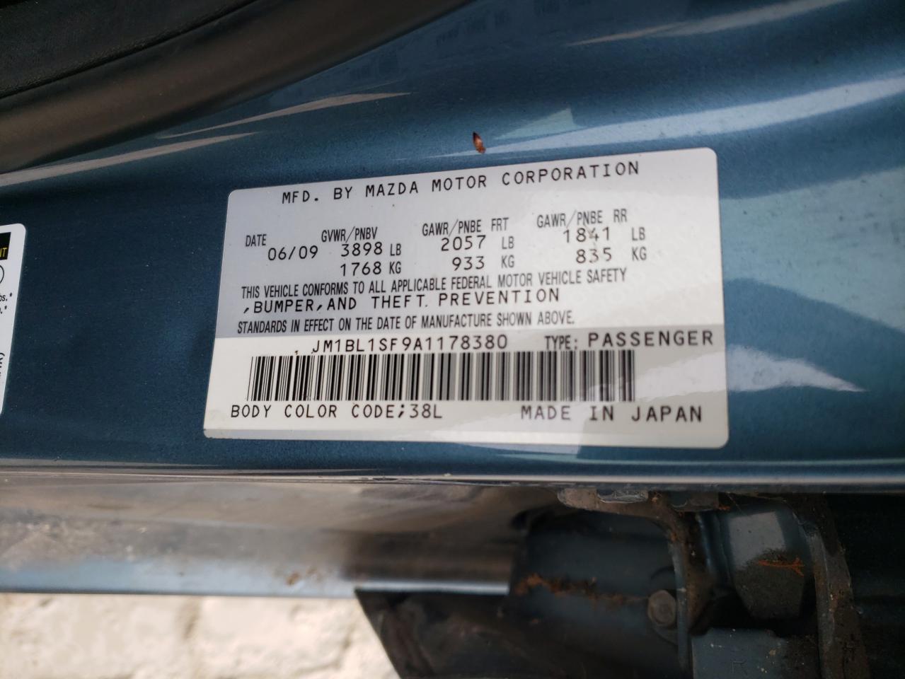 JM1BL1SF9A1178380 2010 Mazda 3 I