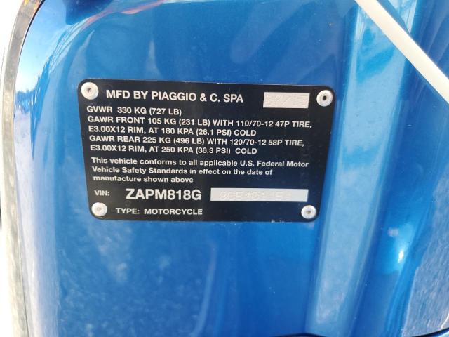 2016 VESPA SPRINT 150 ZAPM818G8G5401454