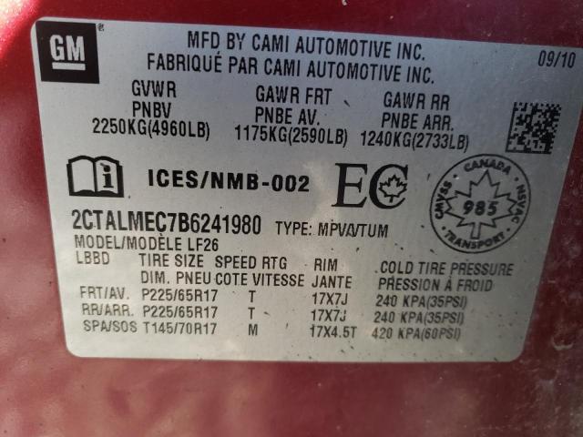 2011 GMC Terrain Sle VIN: 2CTALMEC7B6241980 Lot: 38715594