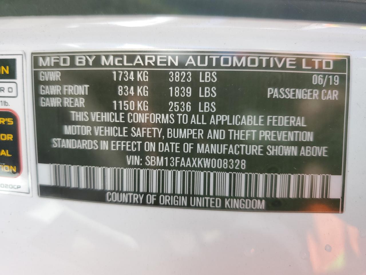 SBM13FAAXKW008328 2019 Mclaren Automotive 570S