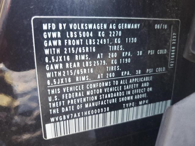 WVGBV7AX1HK000938 | 2017 VOLKSWAGEN TIGUAN S