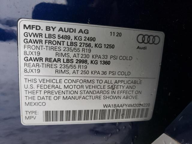 WA1BAAFY4M2024220 2021 AUDI Q5, photo no. 12