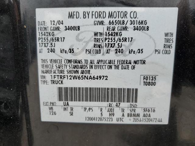 1FTRF12W65NA64972 | 2005 Ford f150