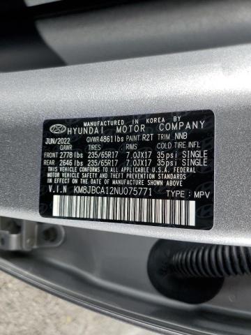 2022 HYUNDAI TUCSON BLU KM8JBCA12NU075771