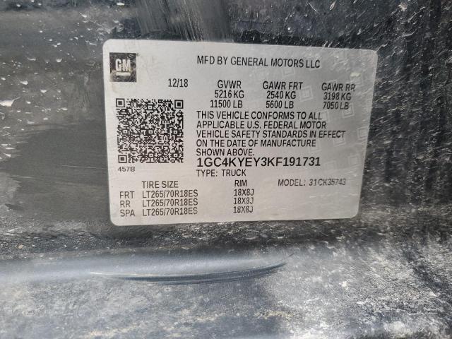 2019 CHEVROLET SILVERADO 1GC4KYEY3KF191731