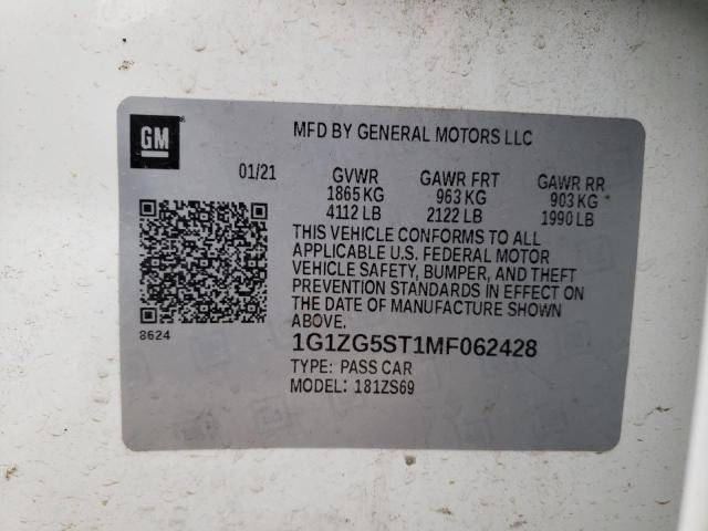 1G1ZG5ST1MF062428 | 2021 CHEVROLET MALIBU RS