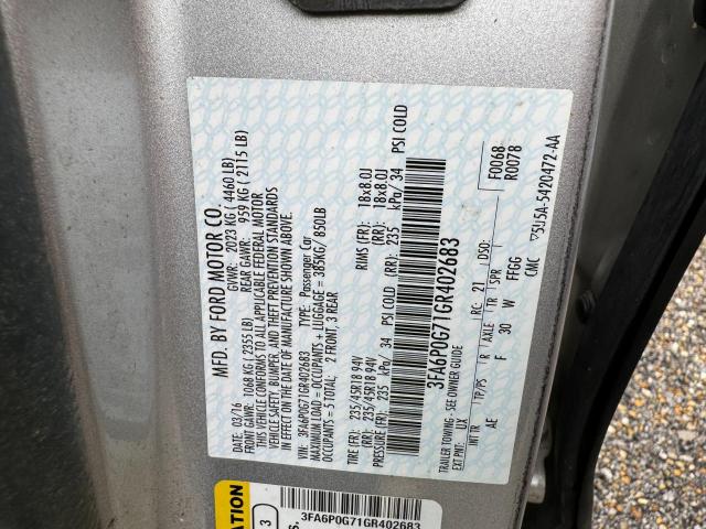 3FA6P0G71GR402683 | 2016 FORD FUSION S