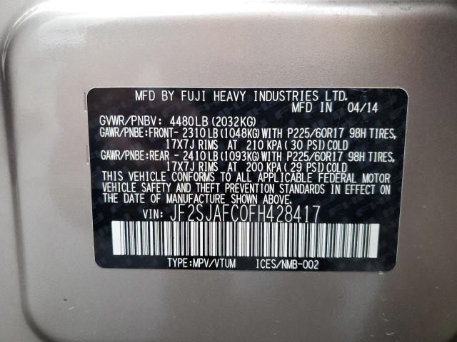 2015 SUBARU FORESTER 2 JF2SJAFC0FH428417