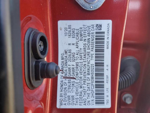 2021 HONDA CIVIC LX 2HGFC2F60MH505225
