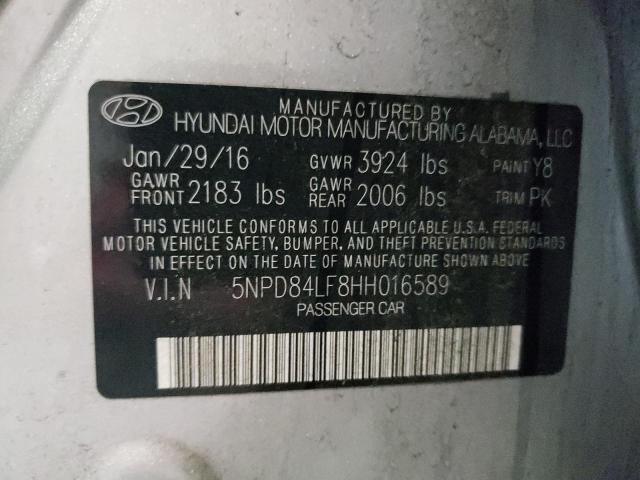 5NPD84LF8HH016589 | 2017 HYUNDAI ELANTRA SE
