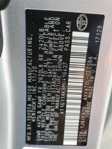 4T1G11AK8MU416437 | 2021 TOYOTA CAMRY SE