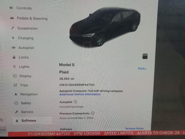 5YJSA1E65MF447133 | 2021 TESLA MODEL S