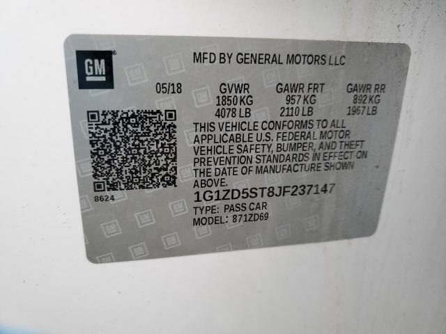 1G1ZD5ST8JF237147 | 2018 CHEVROLET MALIBU LT