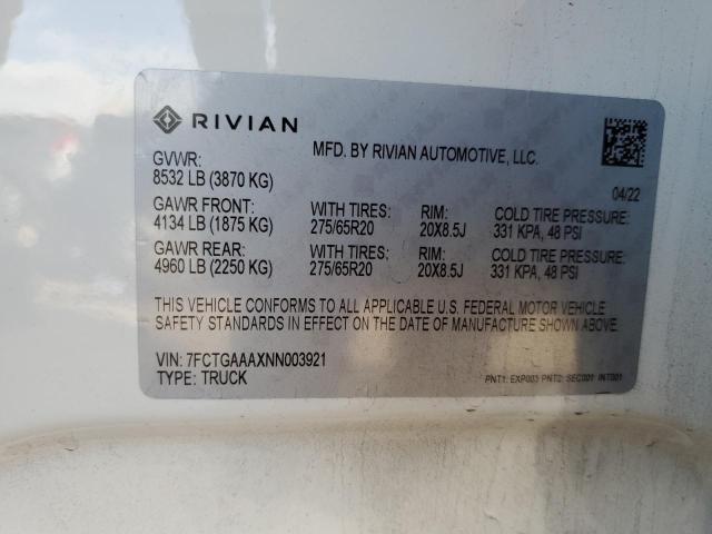 7FCTGAAAXNN003921 | 2022 RIVIAN R1T ADVENT