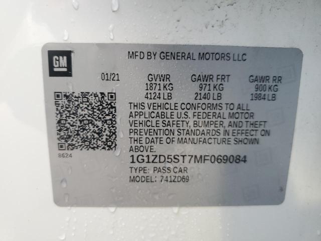 1G1ZD5ST7MF069084 | 2021 CHEVROLET MALIBU LT