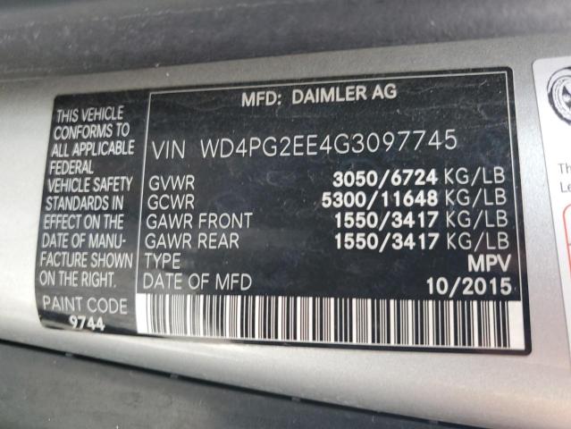 WD4PG2EE4G3097745 | 2016 MERCEDES-BENZ METRIS