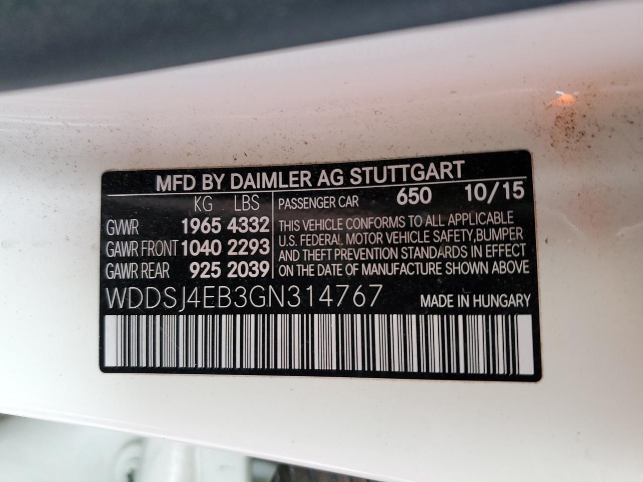 WDDSJ4EB3GN314767 2016 Mercedes-Benz Cla 250