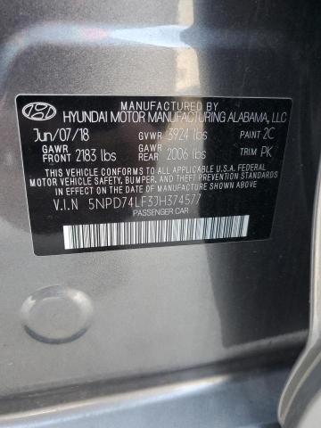 VIN 5NPD74LF3JH374577 2018 Hyundai Elantra, SE no.12