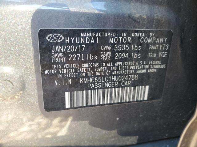 2017 HYUNDAI IONIQ BLUE - KMHC65LC1HU024788