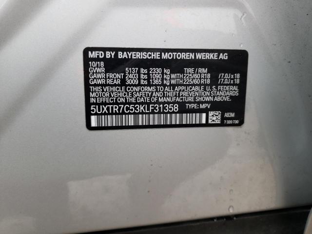 5UXTR7C53KLF31358 2019 BMW X3, photo no. 14