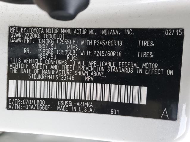 VIN 5TDJKRFH4FS133446 2015 Toyota Highlander, Xle no.13