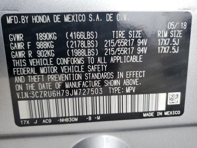 3CZRU6H79JM727503 | 2018 HONDA HR-V EXL