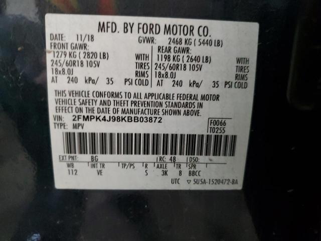 2019 FORD EDGE SEL - 2FMPK4J98KBB03872