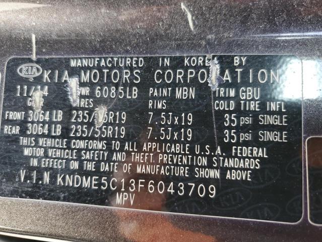 Image 13 of 2015 Kia Sedona salvage vehicle - Lot #39222144 at Copart