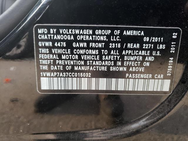 2012 Volkswagen Passat S VIN: 1VWAP7A37CC015032 Lot: 44485374