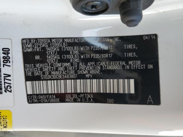 5TDZK3DC9ES483807 Toyota SIENNA