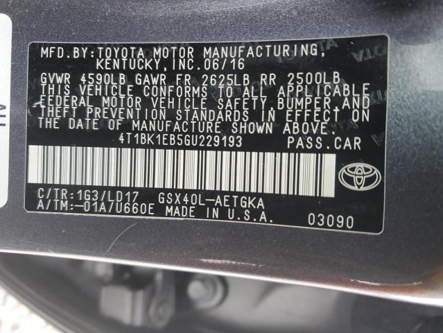 2016 TOYOTA AVALON XLE 4T1BK1EB5GU229193