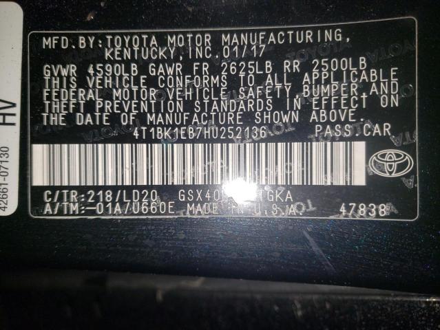 2017 TOYOTA AVALON XLE 4T1BK1EB7HU252136