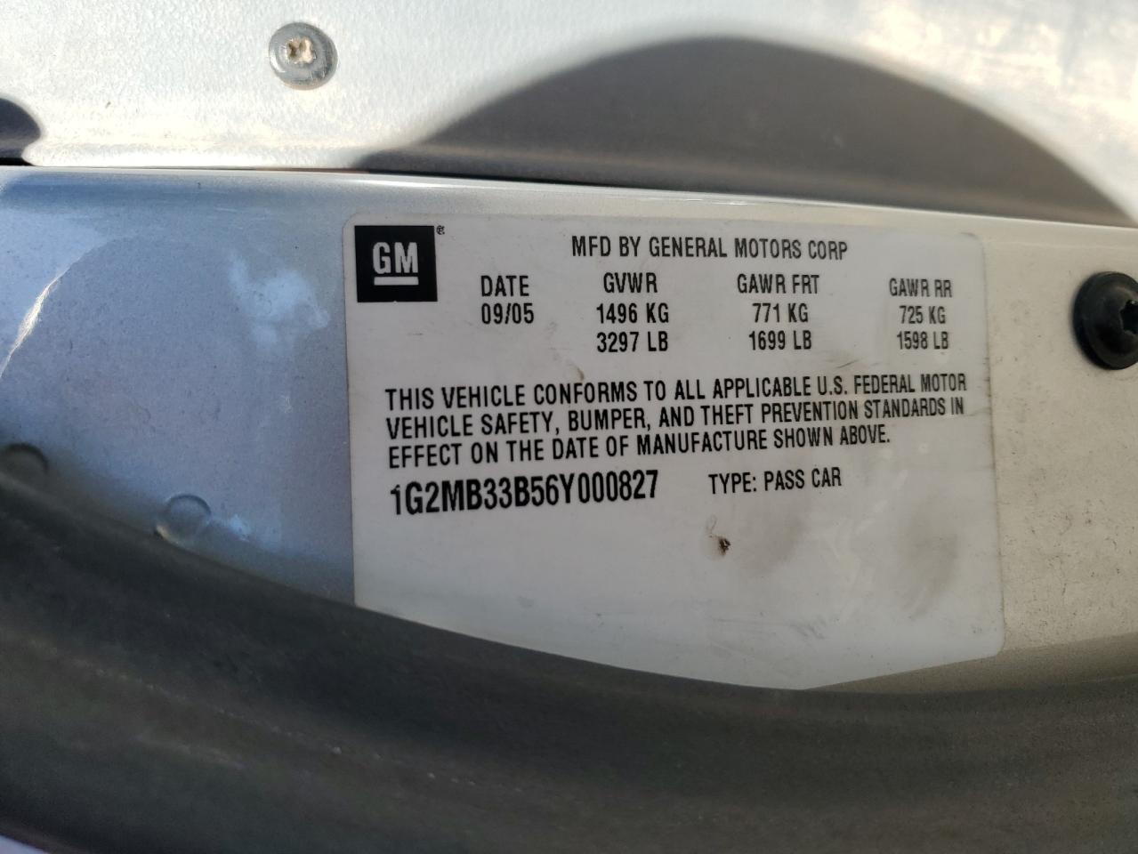 1G2MB33B56Y000827 2006 Pontiac Solstice