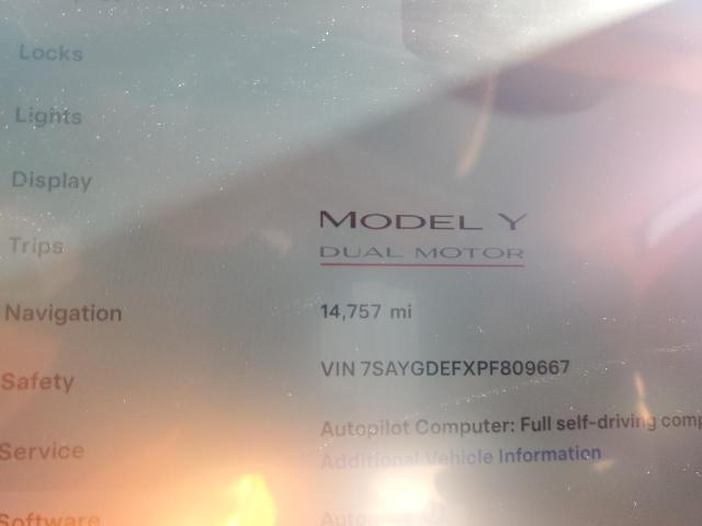 7SAYGDEFXPF809667 | 2023 TESLA MODEL Y